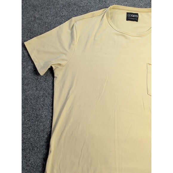 Cuts Clothing Mens Medium Yellow Elongated Hem Henley 4-Way Stretch T-Shirt - Picture 4 of 9